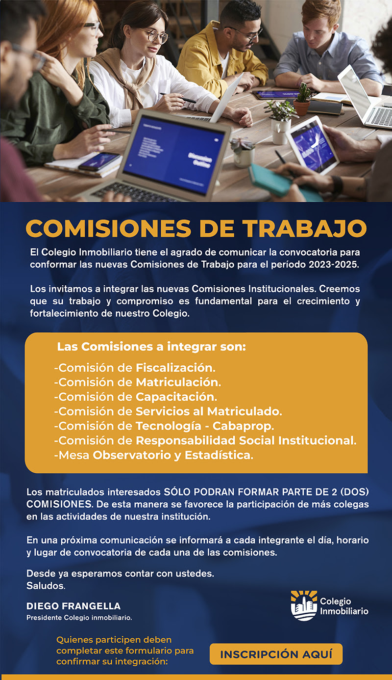 Nuevas Comisiones de Trabajo del Colegio. Te esperamos!