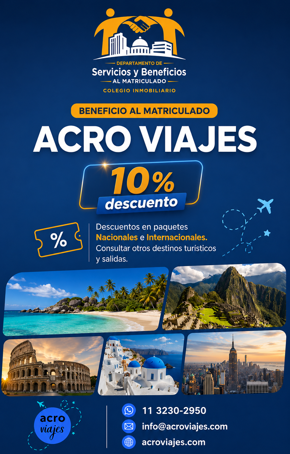 Beneficio al matriculado. Acro Viajes